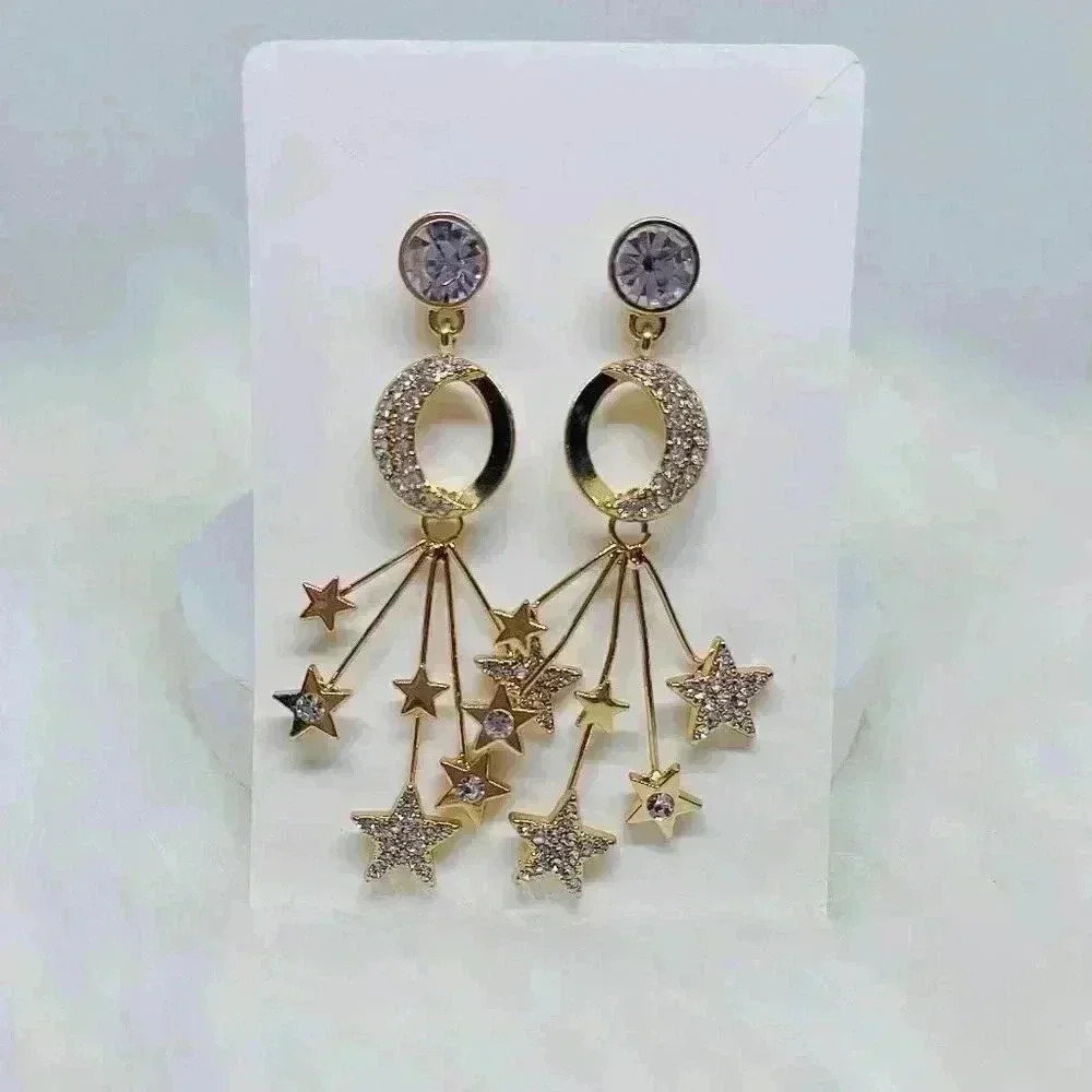 Stars With Rhinestones Statement Earrings - Picture 4 of 4